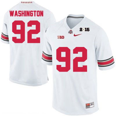 Ohio State Buckeyes Men's Adolphus Washington #92 White Authentic Nike 2015 Patch College NCAA Stitched Football Jersey TR19B01OE